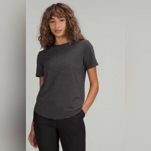 Lululemon Love Crew T-Shirt Black & White Stripe Size 8 to Size 10